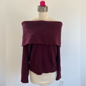Club Monaco burgundy off-shoulder sweater. Size Large.